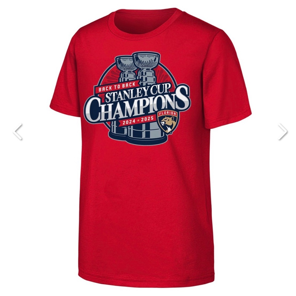 Florida Panthers Youth 2024-2025 Back-To-Back Stanley Cup Champions T-Shirt